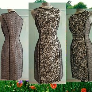 *$4990 NWT OSCAR DE LA RENTA SILK BEAD EMBR. WHT BLACK RUNWAY DRESS US 12